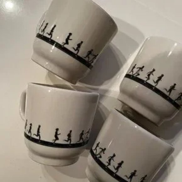 Fishs Eddy Marathon Runners Coffee Mugs (Jess‎ Maz / Set of Four) - Picture 1 of 12